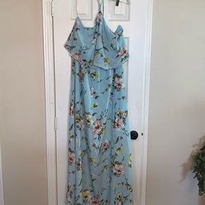 Blue floral halter dress